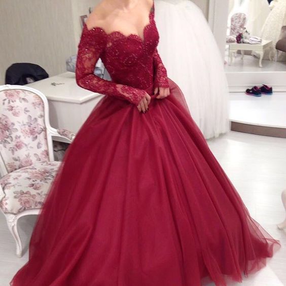 burgundy and white wedding dress