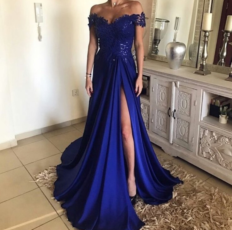 dark blue long gown