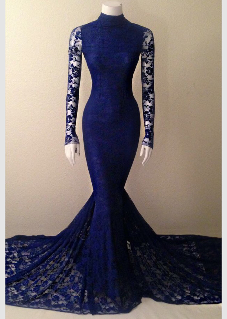 long mermaid dress with sleeves