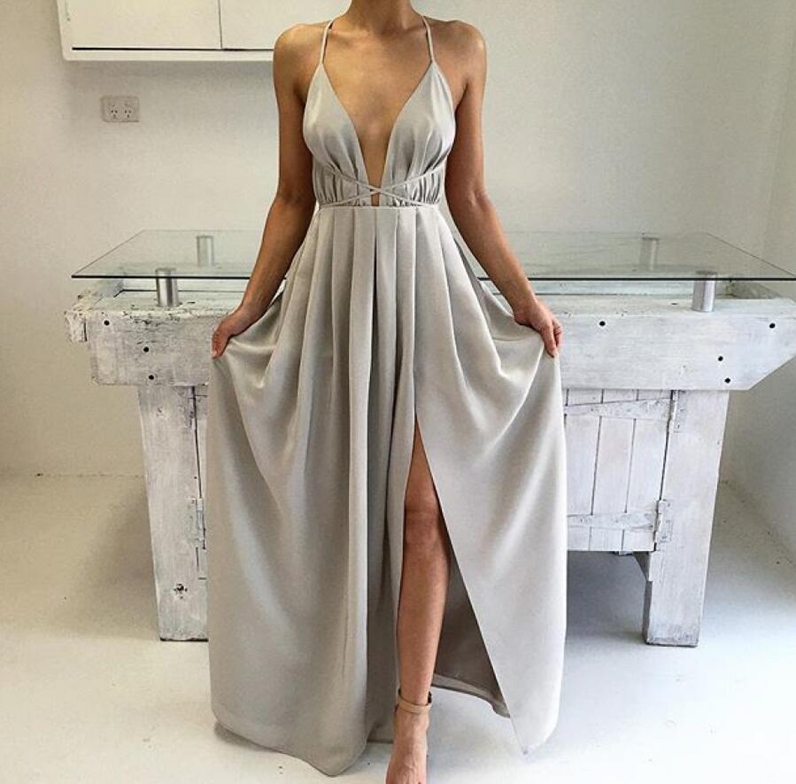 Silver Long Prom Dress