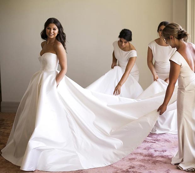 Simple Sweetheart Ivory Satin Ball Gown Wedding Dress On Luulla